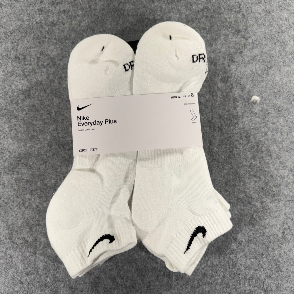 Nike‎ Everyday Plus Cushioned Low Cut Socks 6 Pair Mens XL 12-15 White